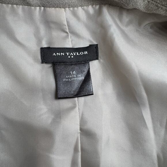 Classic Ann Taylor Suit Jacket Size 14 Beige Tan Womens Office Siren Business - Picture 3 of 10